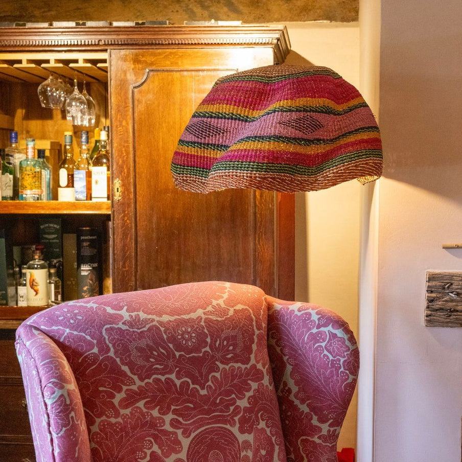 Woven Colourful Basket Pendant Light Large - Image 2