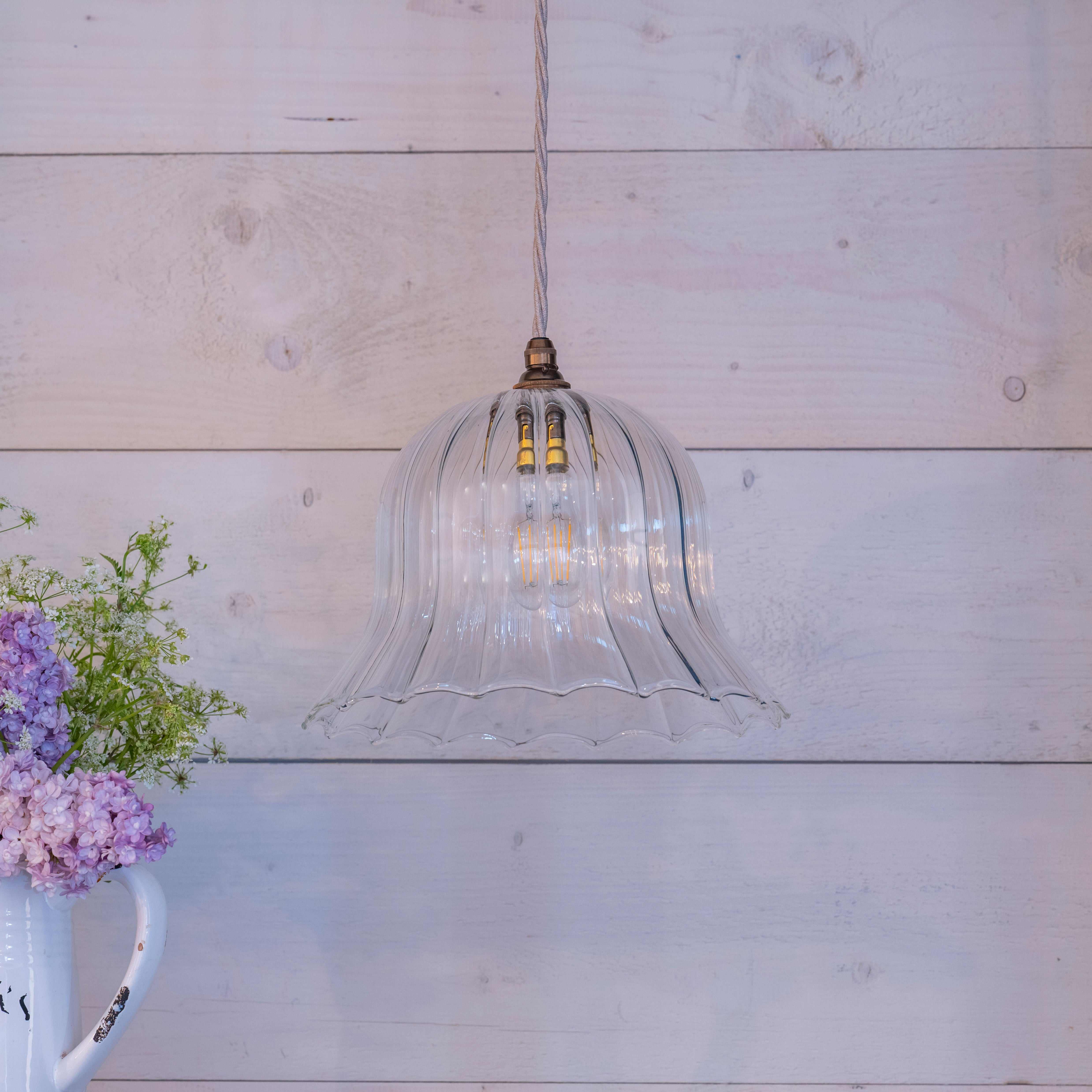Bodium Large Ribbed Glass Shade Pendant Light - Image 2