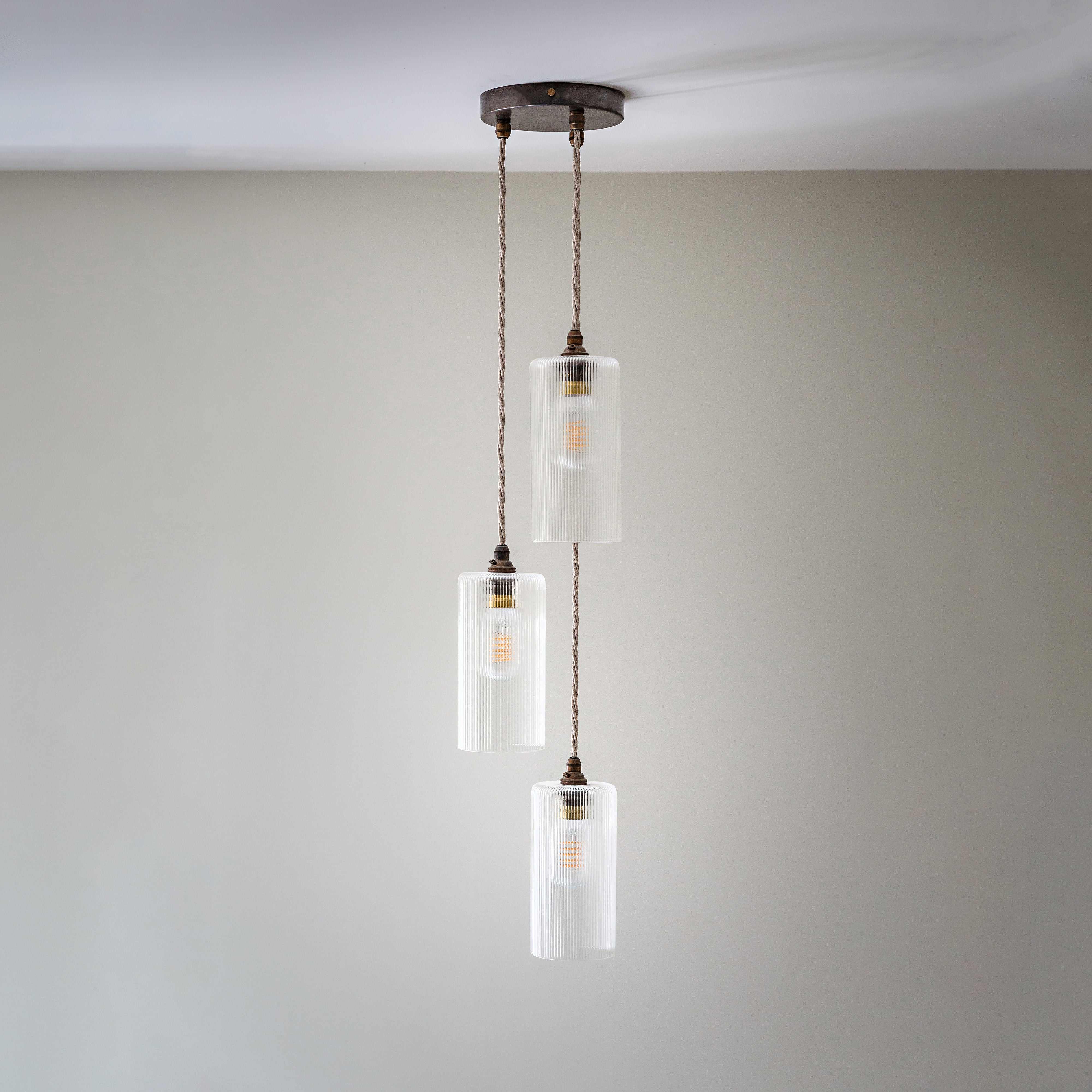 Brook Small Prismatic Glass Shade Cluster Pendant Light - Image 2