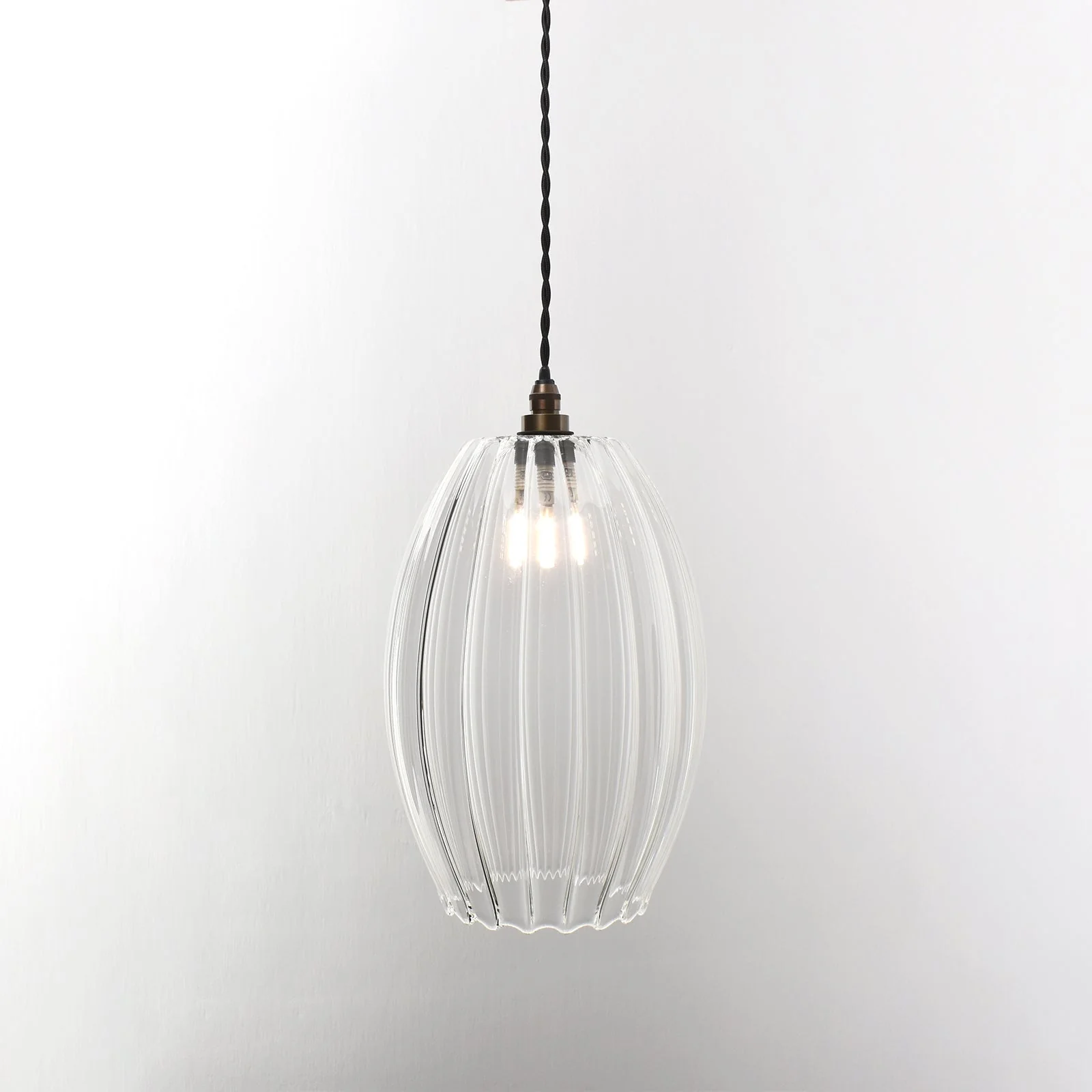 Camber Large Ribbed Glass Bathroom Pendant Light - Image 2