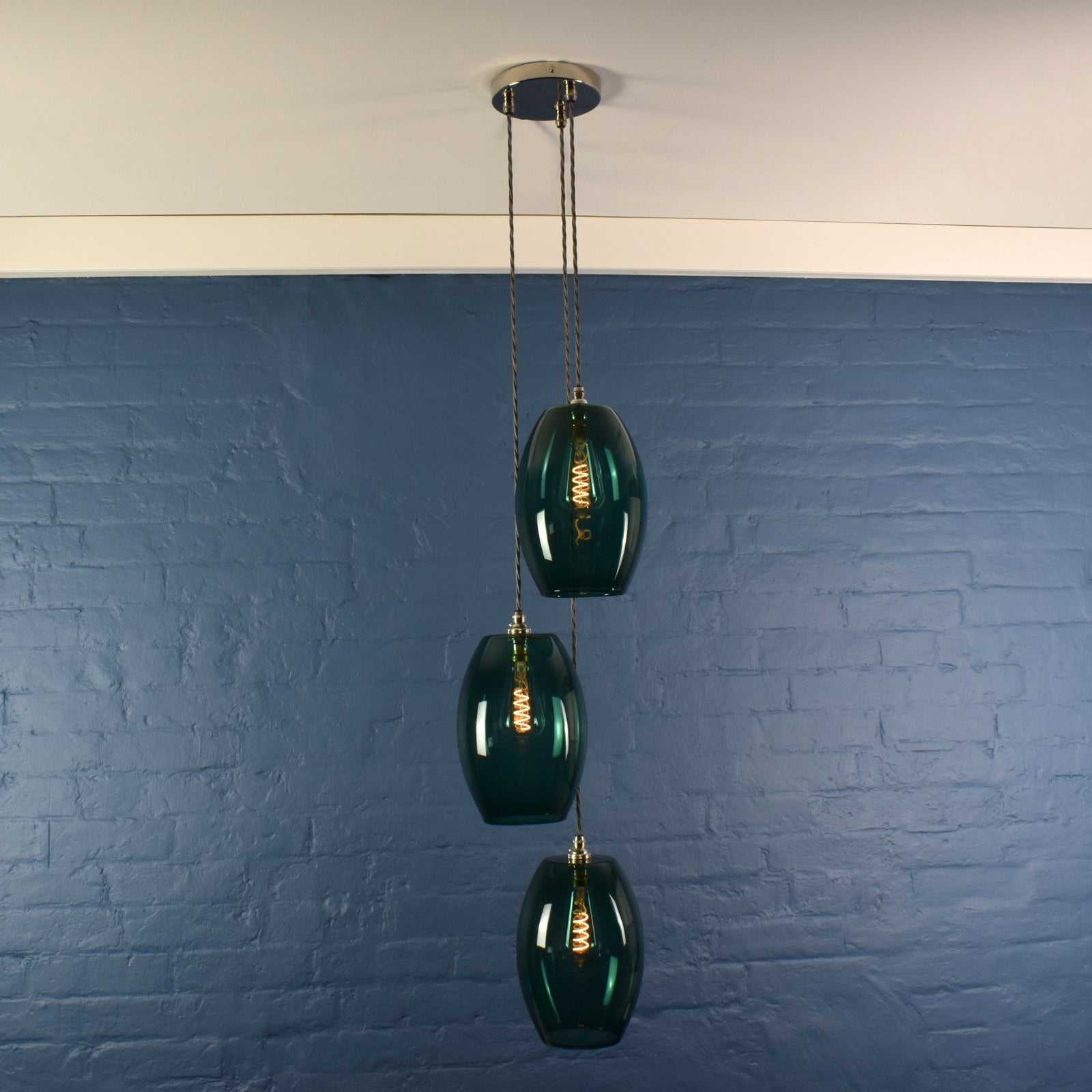 Camber Large Teal Glass Shade Cluster Pendant Light