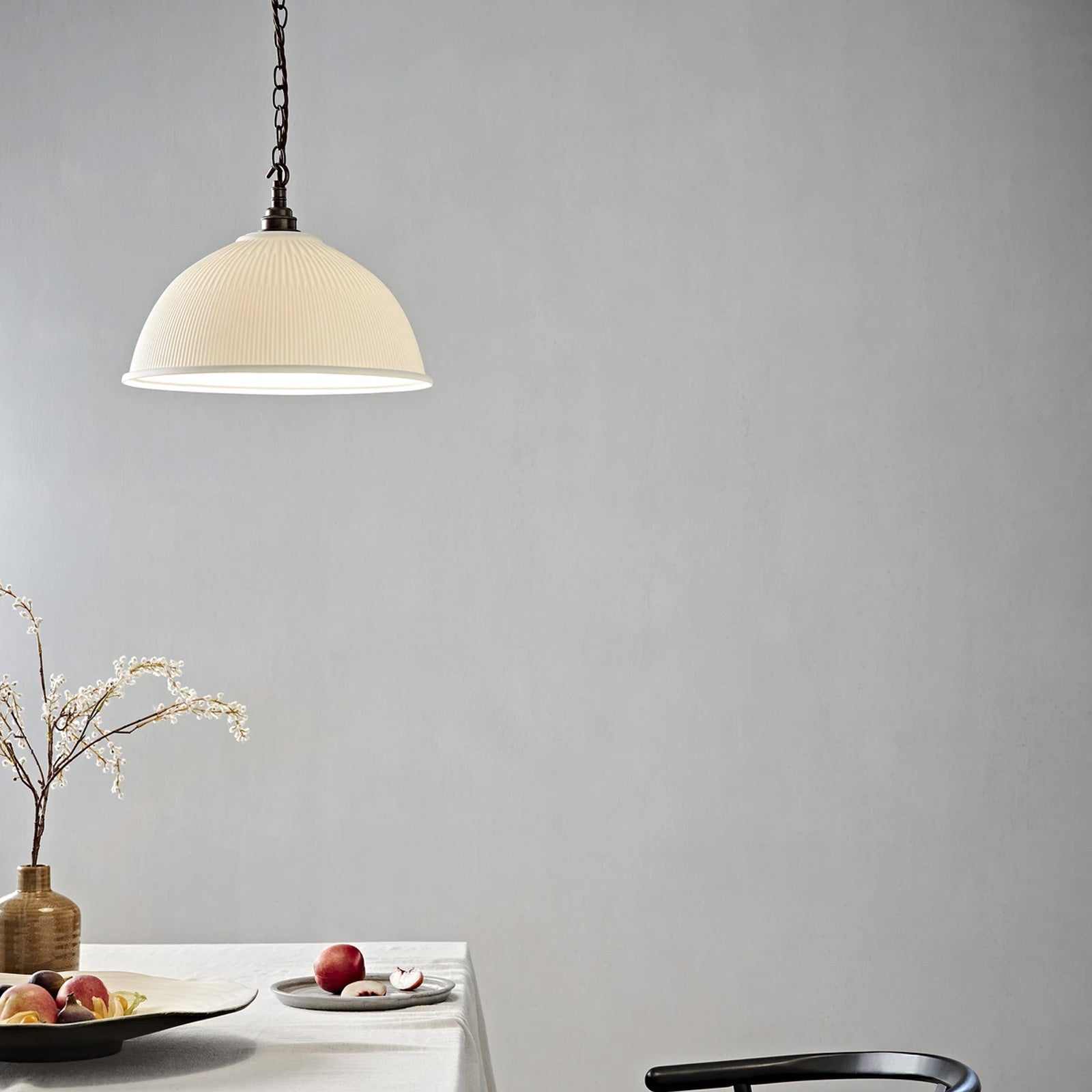 Denton Large Ribbed Ceramic Shade Pendant Light - Image 3