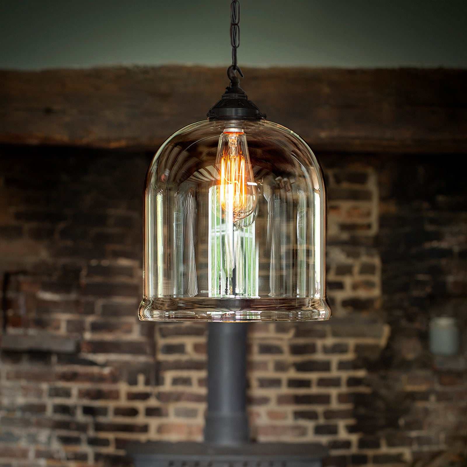 Hythe Large Clear Glass Shade Pendant Light - Image 4