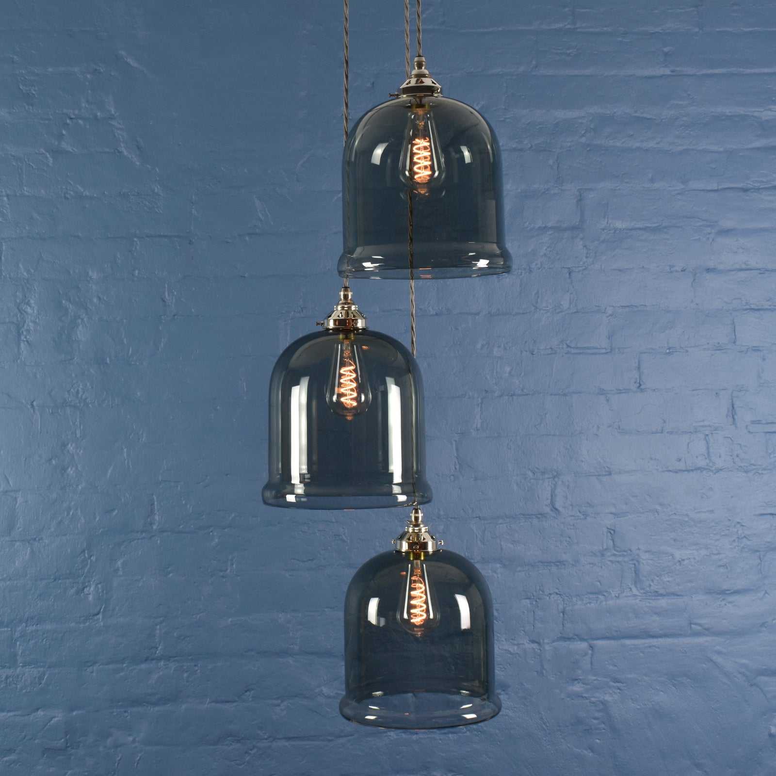 Hythe Medium Smoked Glass Shade Cluster Pendant Light - Image 3