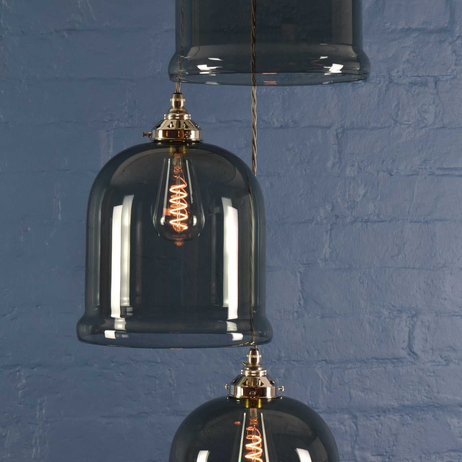 Hythe Medium Smoked Glass Shade Cluster Pendant Light - Image 4