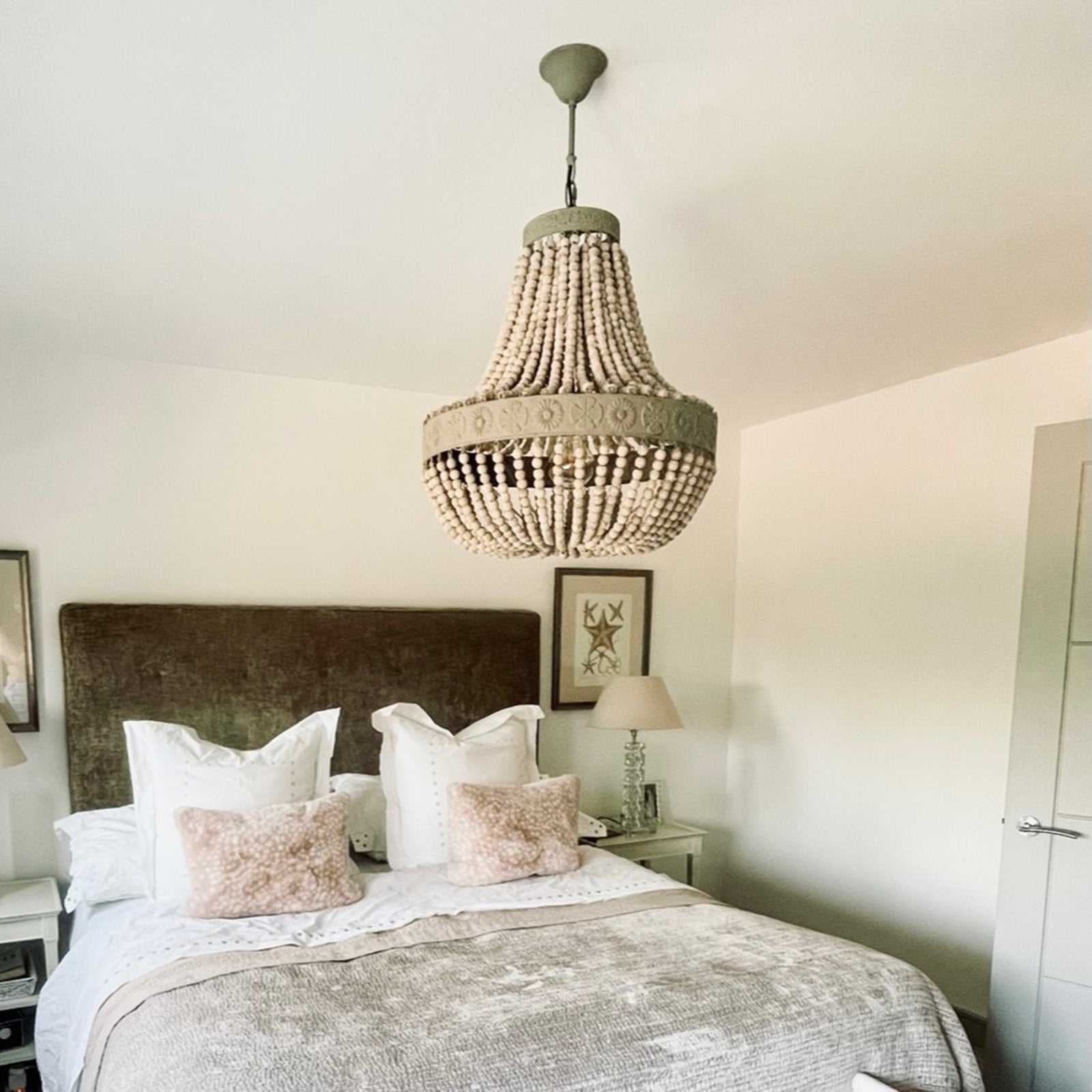 Light & Living Large Luna Wooden Beaded Chandelier Pendant Light - Image 3