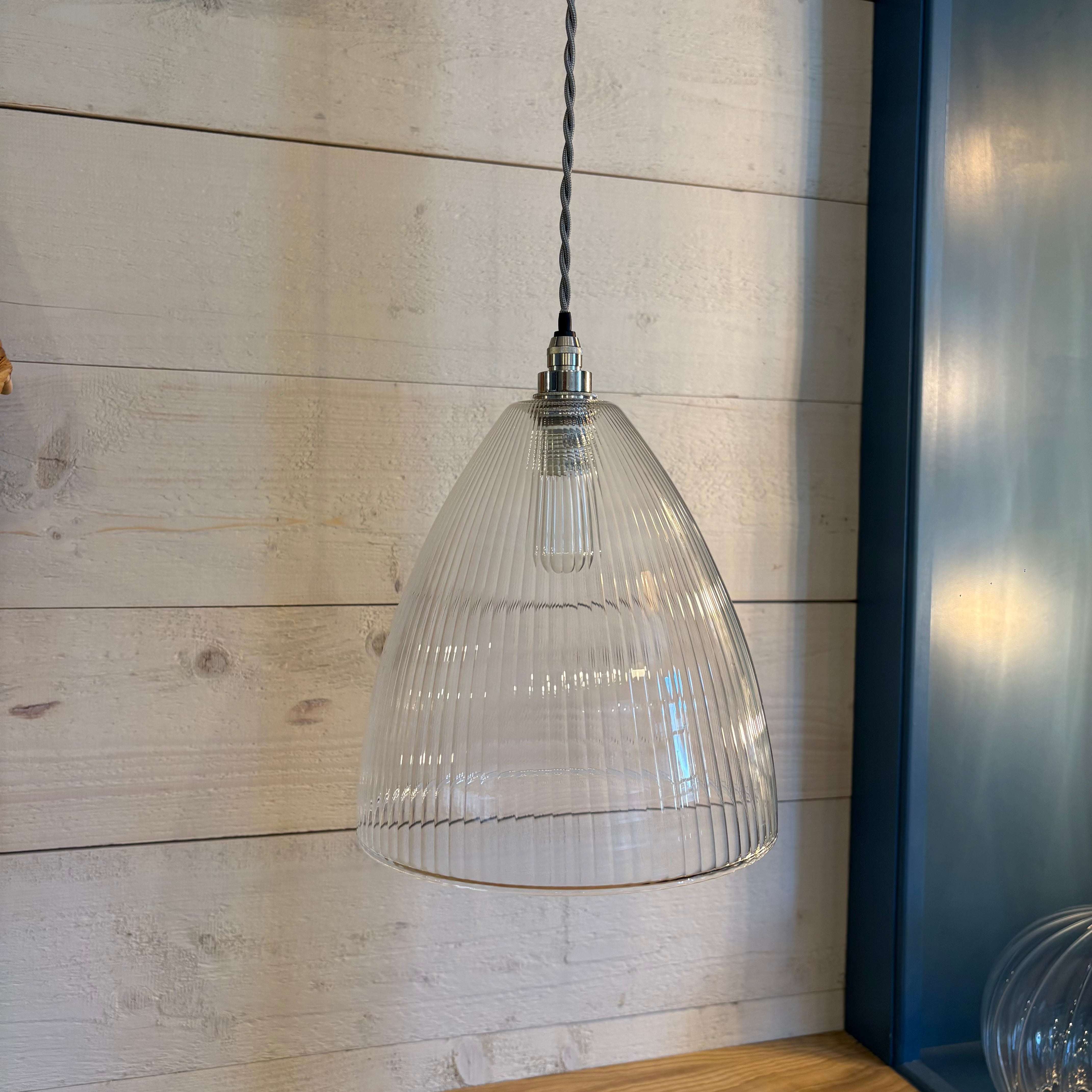 Margate Medium Ribbed Glass Shade Bathroom Pendant Light