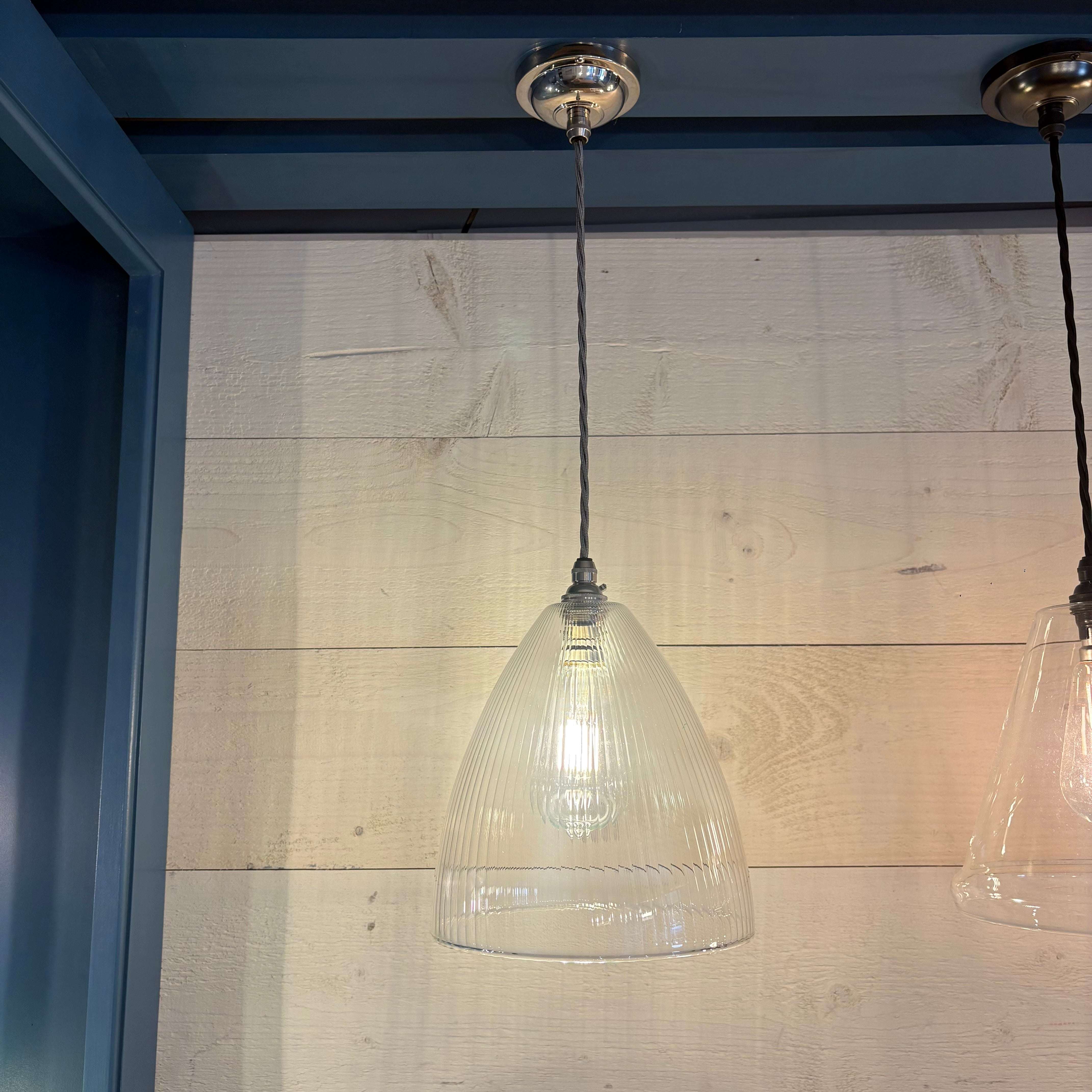 Margate Medium Ribbed Glass Shade Pendant Light