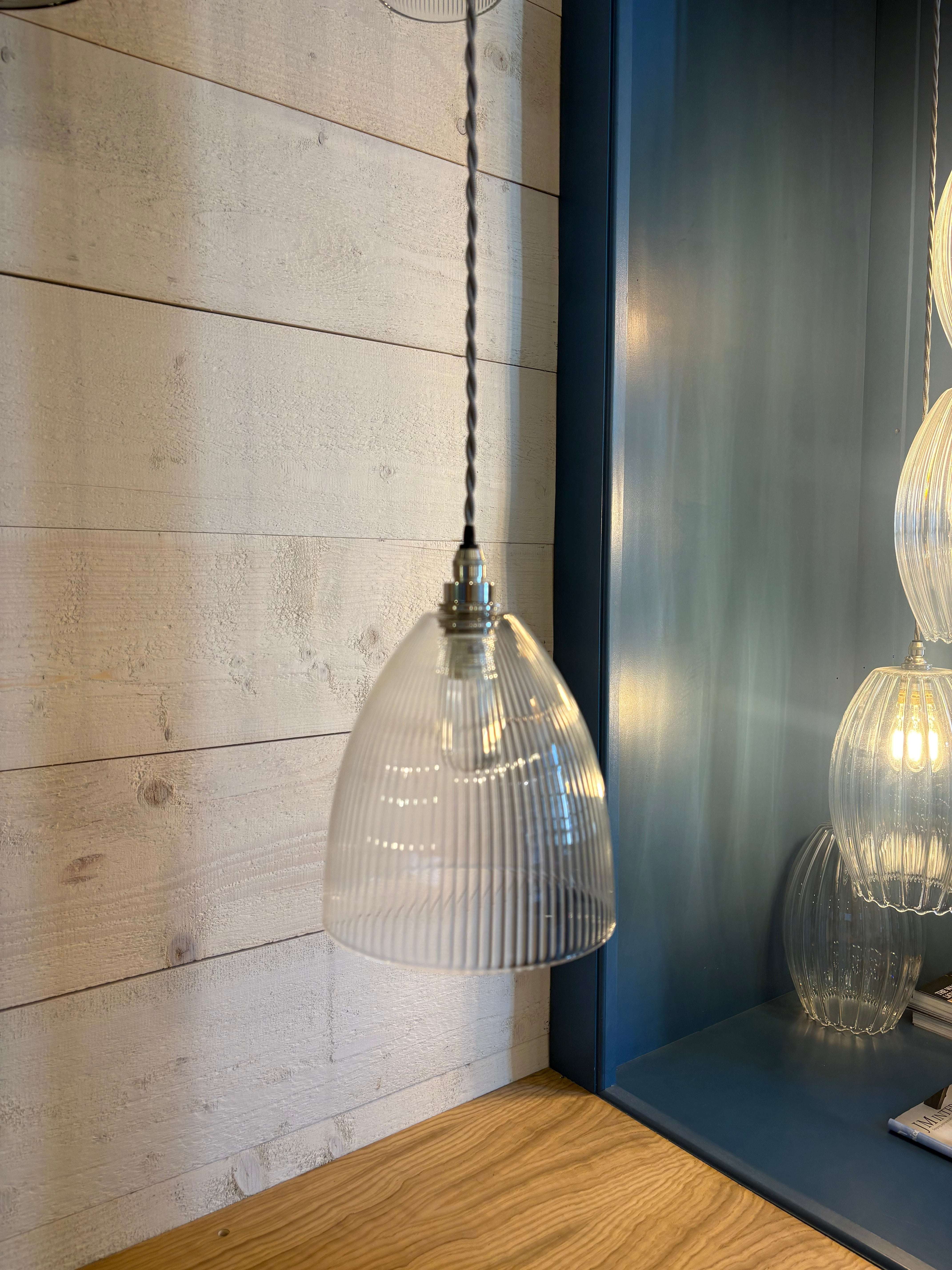 Margate Small Ribbed Glass Shade Bathroom Pendant Light - Image 2