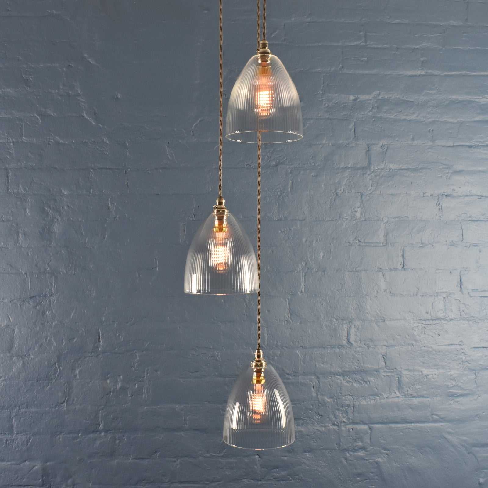 Margate Small Ribbed Glass Shade Cluster Pendant Light