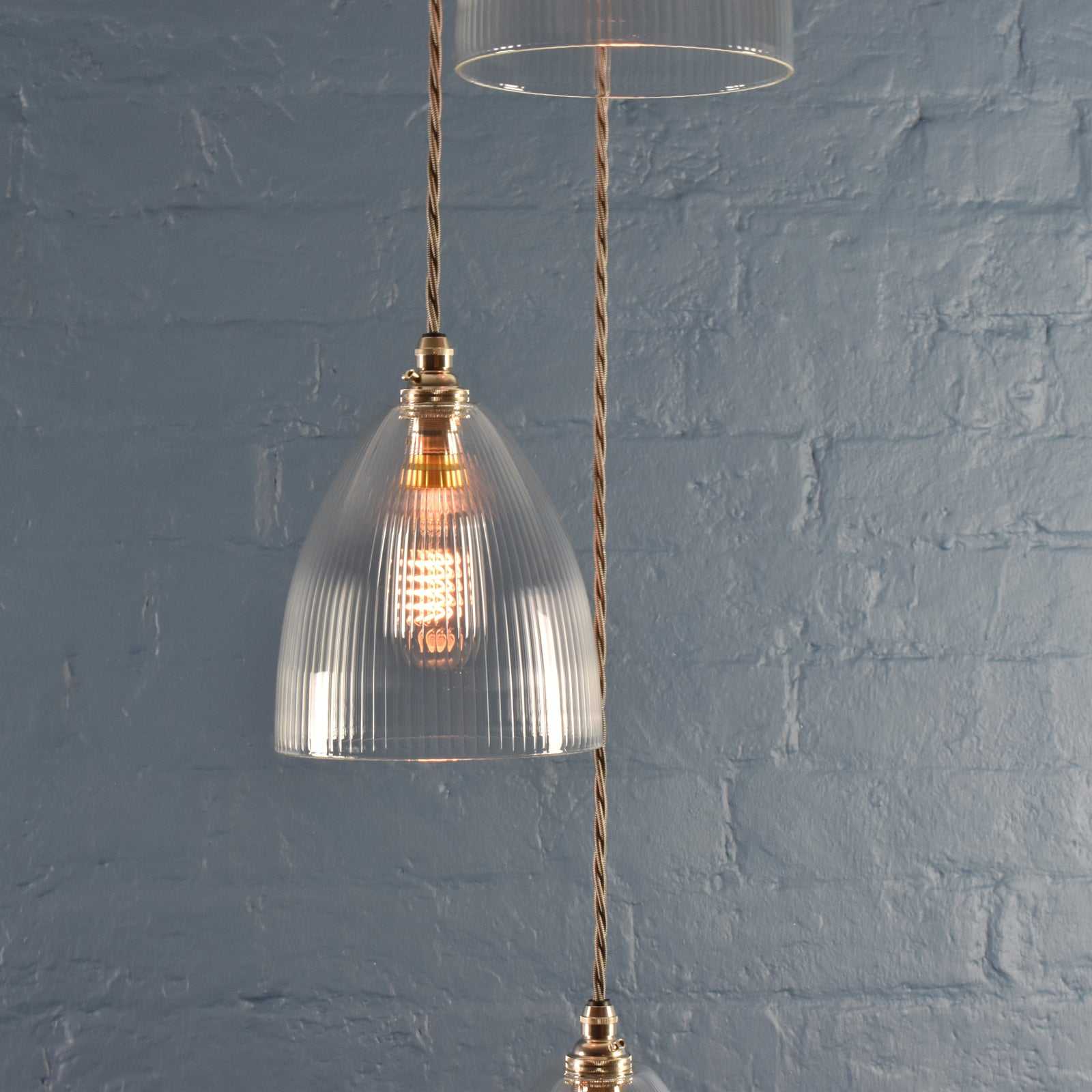 Margate Small Ribbed Glass Shade Cluster Pendant Light - Image 2