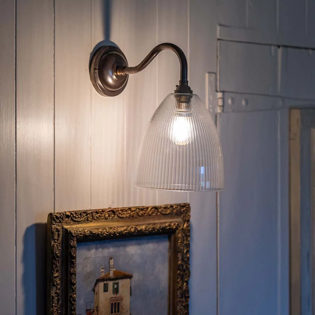 Margate Small Ribbed Glass Shade Wall Light - Image 4