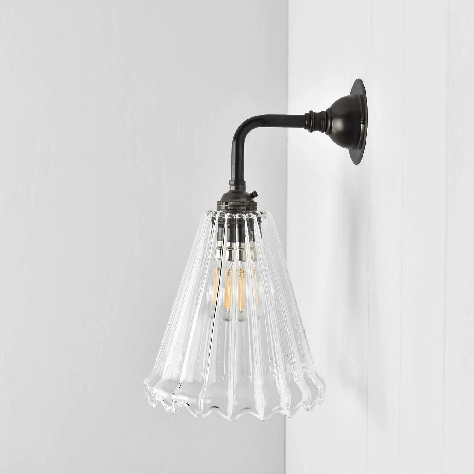 Rye Small Ribbed Glass Shade Wall Light - Image 4