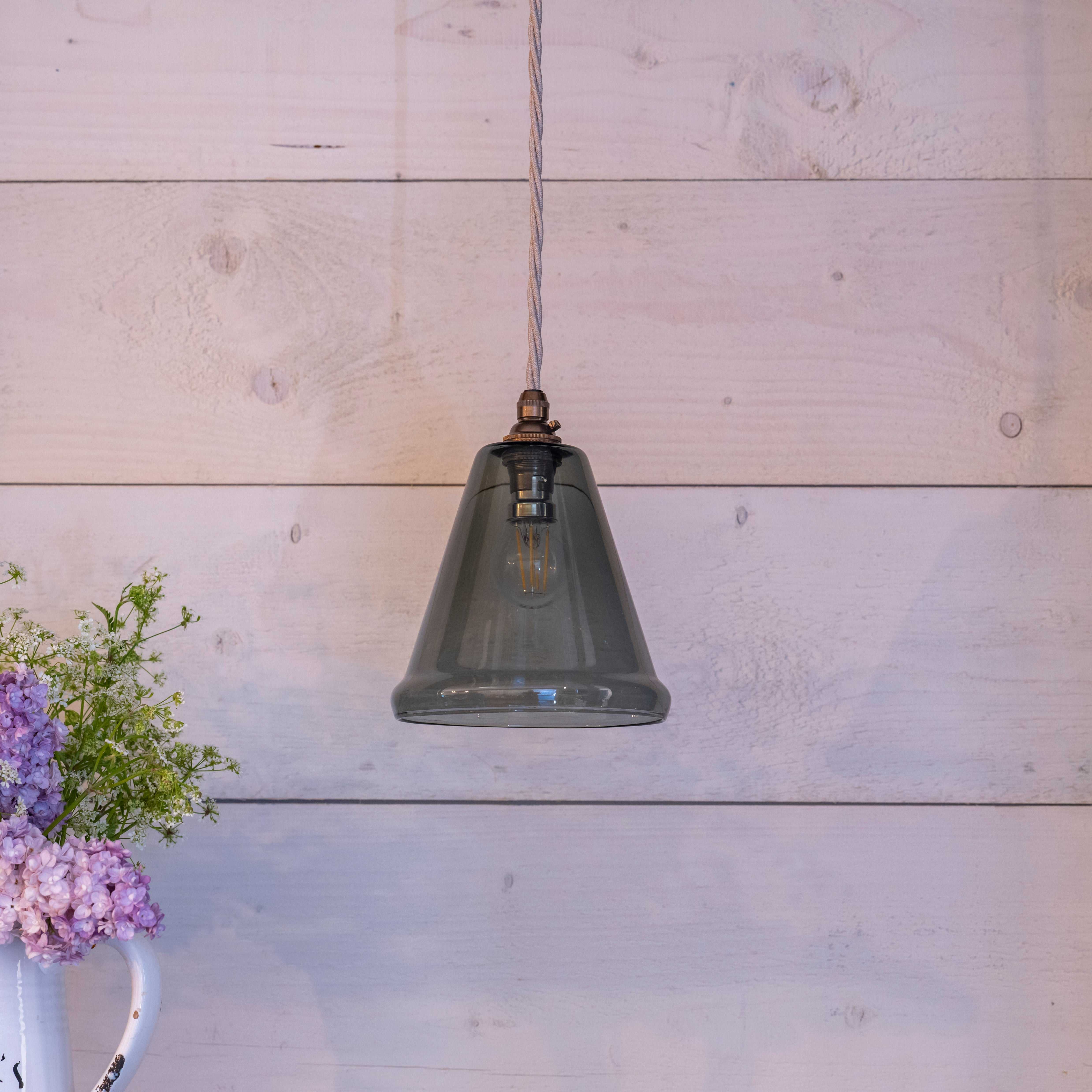 Rye Small Smoked Glass Shade Pendant Light - Image 2