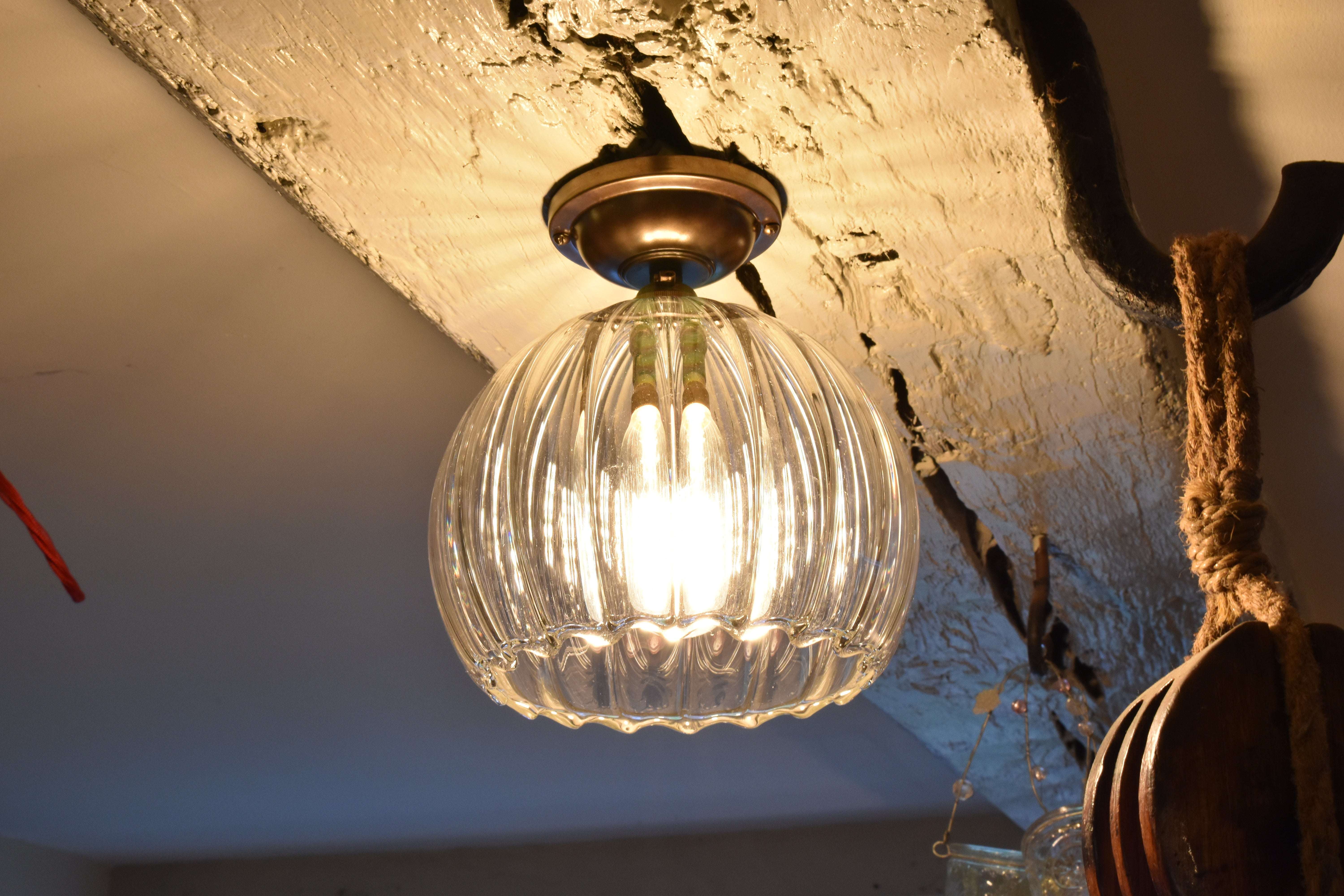 Soho Medium Ribbed Glass Shade Flush Ceiling Light - Image 2
