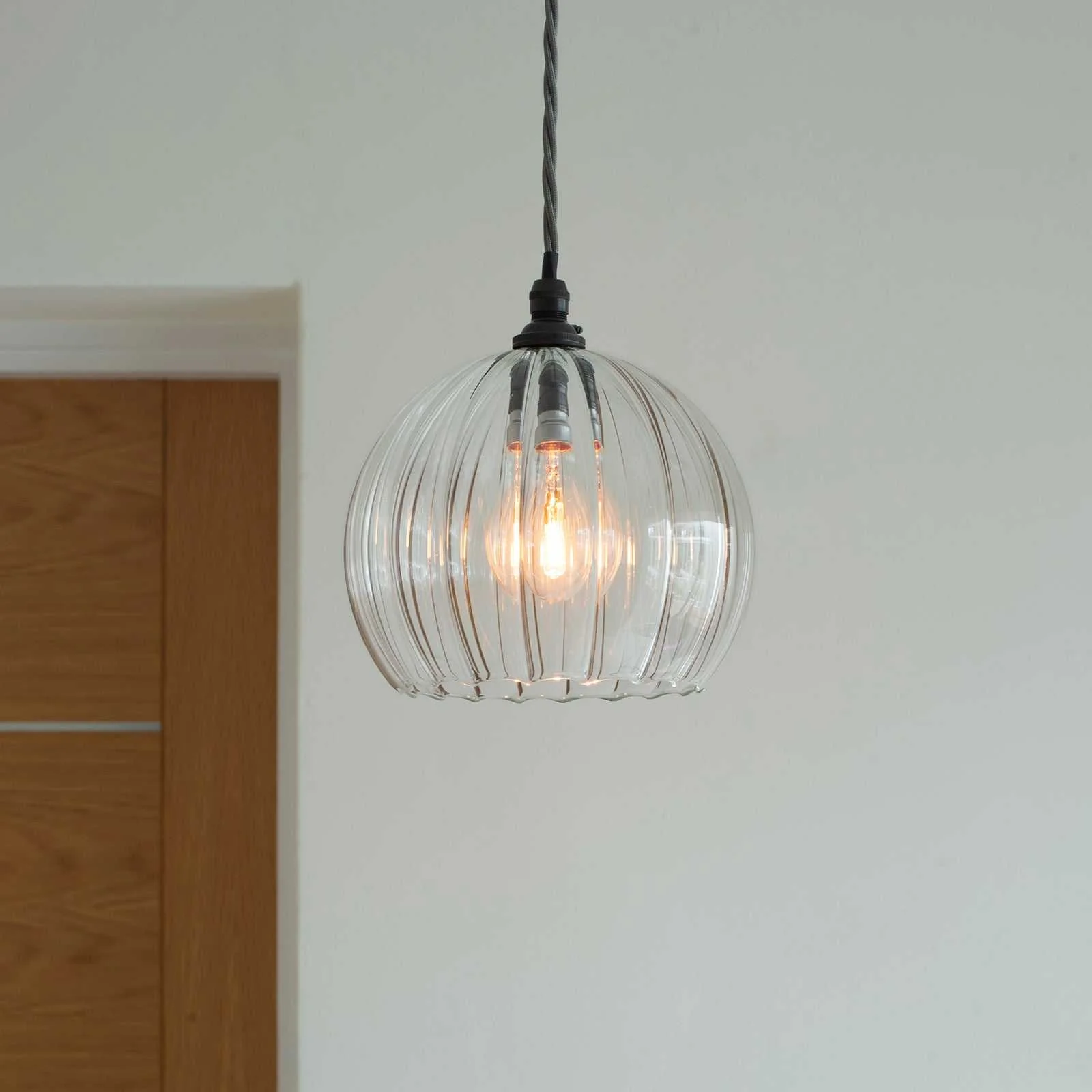 Soho Medium Ribbed Glass Shade Pendant Light
