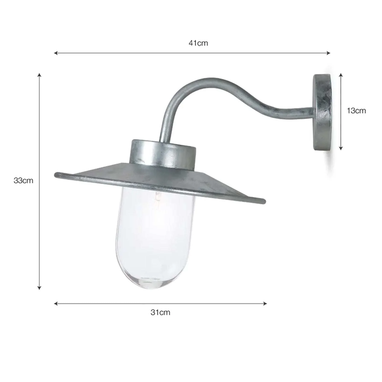 St Ives Galvanised Outdoor Swan Neck Light - Image 4