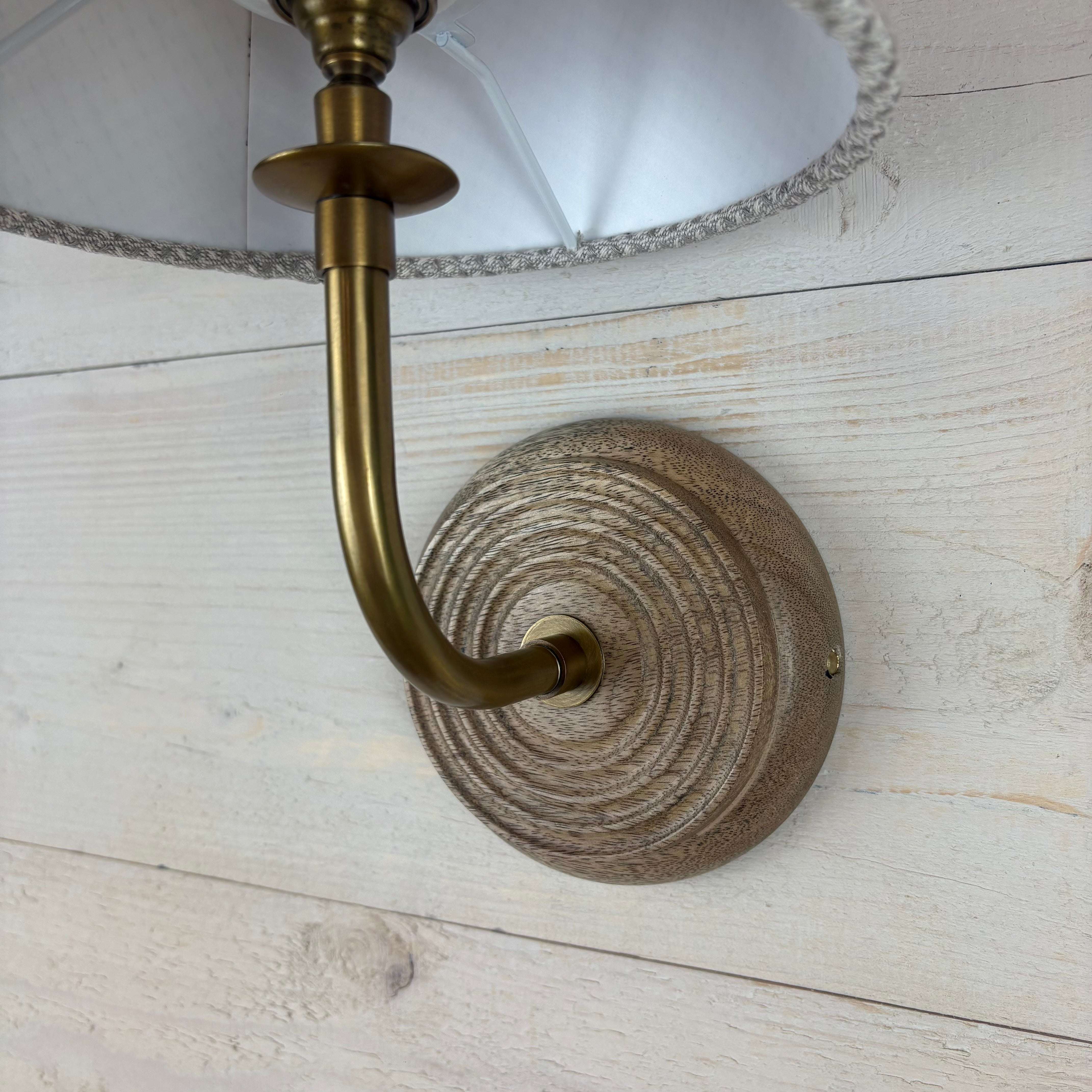 Waffle Fabric Shade Wall Light With Wooden Base - Image 5