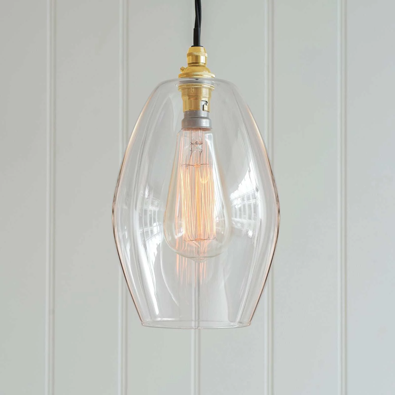 Wonky Camber Clear Glass Pendant Light - Medium